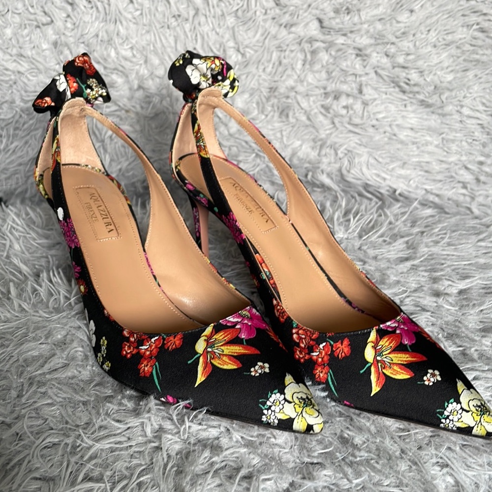 Aquazzura Deneuve 105 Fabric Pumps in Floral Print